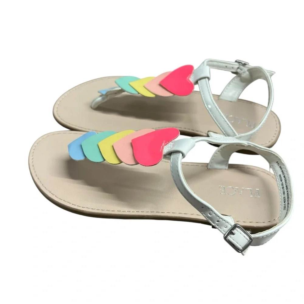 The Children’s Place Sz 4 White Rainbow Heart Sandals